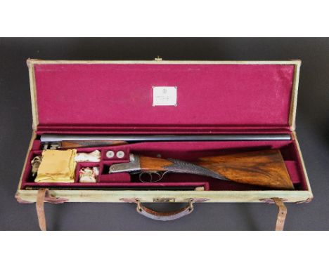 Frances &amp; Son Peterborough 12 bore side by side shotgun, with 28" barrels, improved and half choke, 2 1/2" chambers, the 
