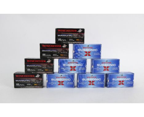 Four hundred and eighty seven Winchester Subsonic cal 22 rifle cartridges, 40 grain hollow point.  FIREARMS CERTIFICATE REQUI