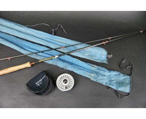 An Intrepid Rimfly trout fly reel, with a BFR reel pouch and a John Norris of Penrith trout fly rod, in two sections 10', lin