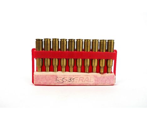 Ten 6.5-55 Swedish rifle cartridges.  FIREARMS CERTIFICATE REQUIRED.  WE CANNOT POST AMMUNITION.