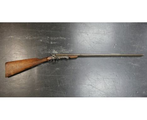 Belgian 410 side by side shotgun, with 29 1/2" barrel, cylinder choke, 65 mm chambers, side lever, hammer action, double trig