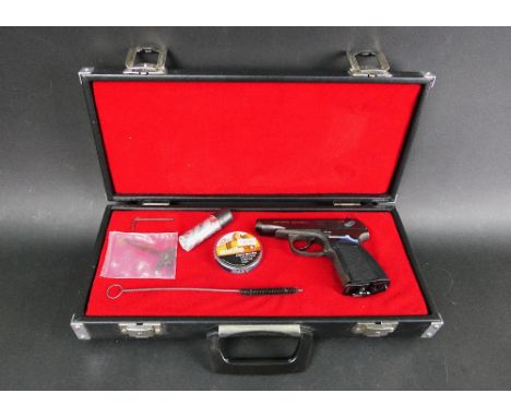 Baikal MP-654K 4.5 mm CO2 air pistol (BB's), with case ammunition etc. Serial No. T9966499.  WE CANNOT POST AIR GUNS TO PRIVA