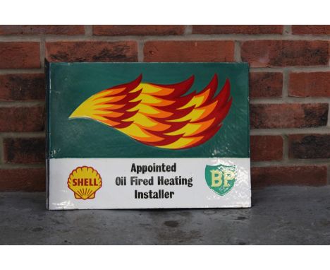 Enamel Shell &amp; BP Oil Fired Heating Installer Flange SignMake: Contact AuctioneerModel: Contact AuctioneerYear: 0Mileage: