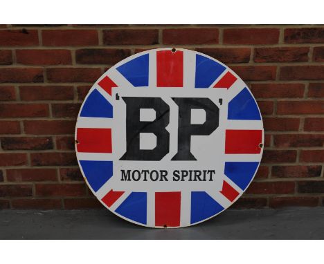 Enamel BP Motor Spirit Circular SignMake: Contact AuctioneerModel: Contact AuctioneerYear: 0Mileage: 0VIN: Contact Auctioneer