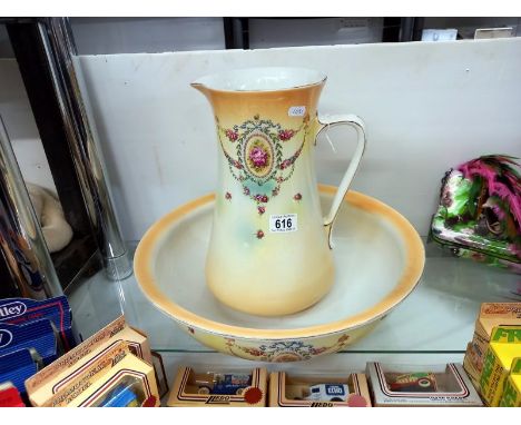 A Victorian wash basin &amp; jug A/F 