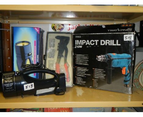 A riveting gun, Impact drill and other tools. 