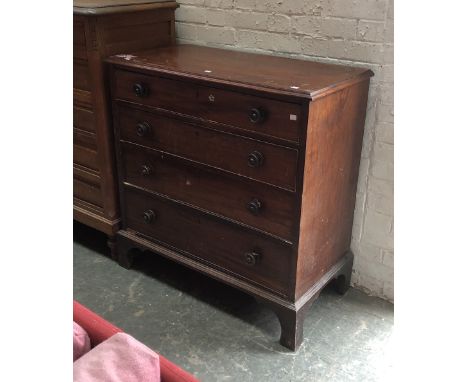 A George III mahogany chest of 4 graduating drawers, on bracket feet, 95x46x97cmH 