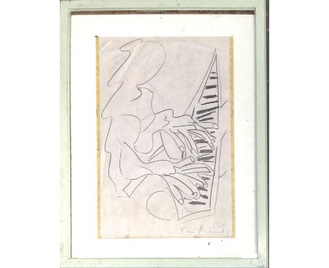 Ceri Richards, pianist, lithograph on wove paper, signed and dated '63 lower right, 48.5x31.5cm
