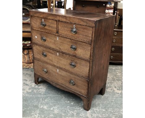 A George III caddy-topped mahogany chest of two short over three long drawers on bracket feet, 95x46x108cmH 