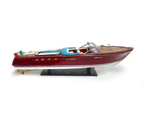 A scale model Reva Aquarama motor launch, on stand, 84cmL overall 