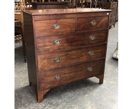 A 19th century mahogany chest of two short over three long drawers on bracket feet, 103x48x106cmH 