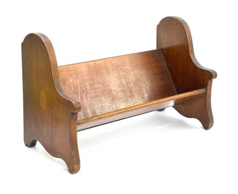 An Edwardian mahogany and line inlaid tabletop book trough, 40cmW 