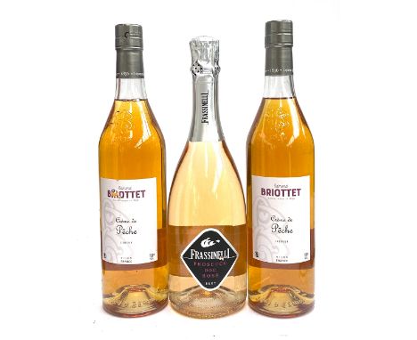 Frassinelli Prosecco, one bottle; and Briottet Creme de Peche liqueur, 18%, 2x75cl 
