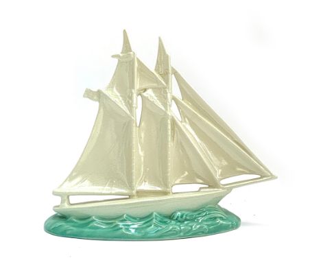 A very rare Poole pottery Carter, Stabler, Adams model of a Schooner based on The Egeria, c.1937-8, 22.5cm high