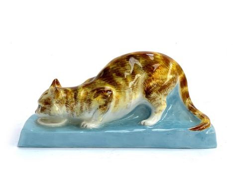Stella Crofts (1898-1964), Cat Eating, a Royal Worcester figure, model no.2897, glazed in colours, printed factory mark, pain