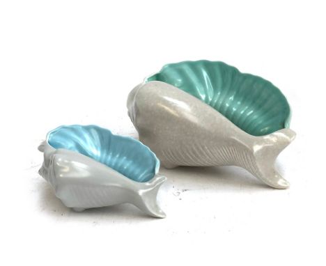 Two Poole Pottery shells, 28cm and 19cmL 