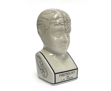 A ceramic bust: 'Phrenology by LN Fowler', 28cmH 