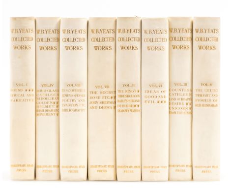 Yeats (William Butler) The Collected Works in Verse and Prose, 8 vol.,&nbsp;4 photogravure frontispieces, light browning to e