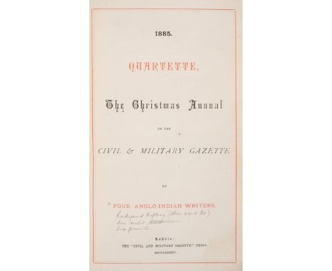 [Kipling (Rudyard, J.Lockwood, Alice & Beatrice)] 1885. Quartette, The Christmas Annual of The Civil & Military Gazette by Fo