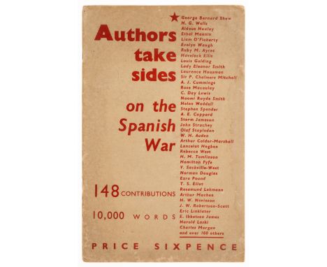 Cunard (Nancy), W.H. Auden, Samuel Beckett, T.S. Eliot, Evelyn Waugh, etc.. Authors Take Sides on the Spanish War, first edit