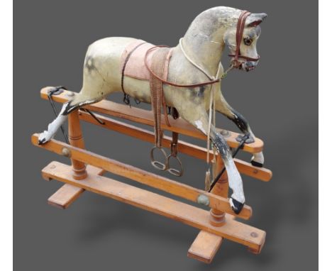 A Rocking Horse by Lines Bros. Tri-ang in dapple grey, 95cms tall