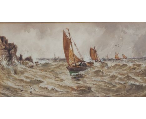 Edwin Robert Beattie, Scotch Herring Boats, watercolour, signed, 13cms x 26cms