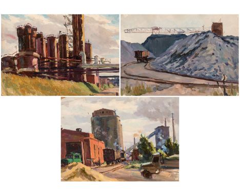 A GROUP OF THREE PAINTINGS BY ALEKSANDRA IOSIFOVNA LIGACHYOVA (RUSSIAN 1915-1993)The Industrial Etudes, oil on boardeach: 35 