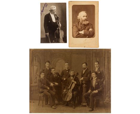 THREE PHOTOGRAPHS OF ALEKSANDR VERZHBILOVICH AND OTHER RUSSIAN CELLISTSTWO PHOTOGRAPHIC PORTRAITS OF VERZHBILOVICH AND ONE GR