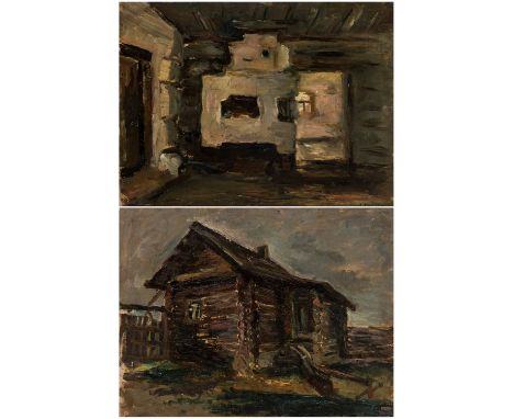 A PAIR OF PAINTINGS BY ALEKSANDRA IVANOVNA YAKUSHEVA (RUSSIAN 1900-1986)a) In the House of Pavlik Morozov, 1940oil on board29