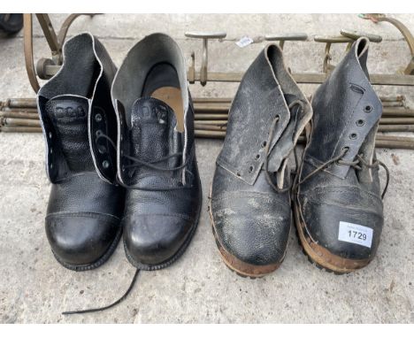 TWO PAIRS OF VINTAGE BELIEVED BRITISH COAL ISSUED BOOTS 