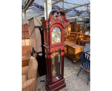 A MODERN AEON WINDSOR LONGCASE CLOCK WITH GLASS DOOR AND TWO WEIGHTS 