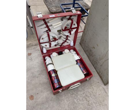 A BELIEVED COMPLETE RETRO BREXTON PICNIC HAMPER 