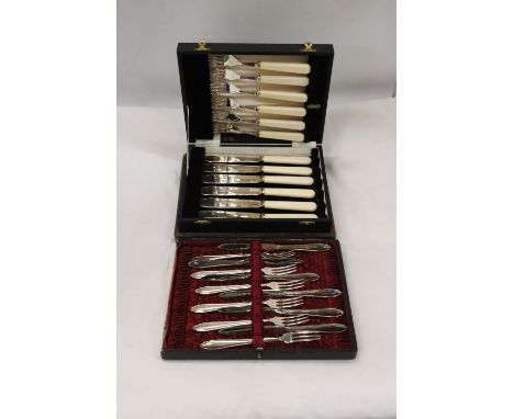 TWO VINTAGE KNIFE AND FORK SETS IN BOXES 