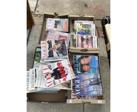 A LARGE QUANTITY OF ASSORTED VINTAGE AND RETRO MAGAZINES TO INCLUDE 1970'S VOGUE AND INTERIORS ETC 