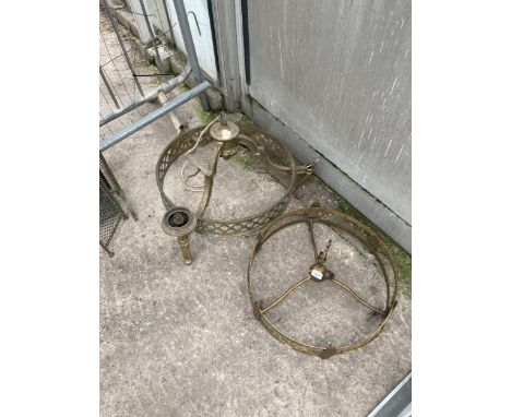 TWO VINTAGE DECORATIVE BRASS LIGHT FITTINGS 