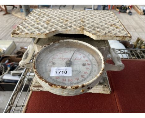 A SET OF VINTAGE METAL LUGGAGE SCALES 