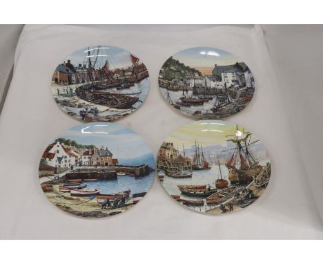 FOUR POOLE POTTERY LIMITED EDITION 'FAMOUS FISHING HARBOURS' CABINET PLATES 