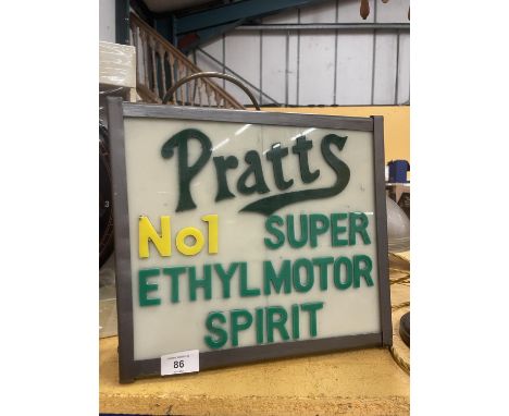 A PRATTS NO.1 SUPER ETHYLMOTOR SPIRIT ILLUMINATED LIGHT BOX SIGN 