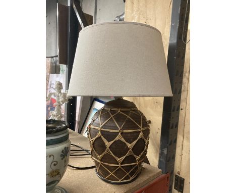 A STUDIO POTTERY LAMP WITH SHADE 