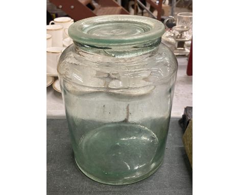 A VINTAGE NUTTALL &amp; CO GLASS JAR WITH LID 