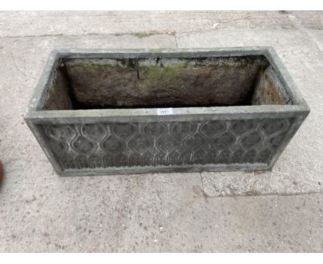A SINGLE CEMENT FIBRE TROUGH PLANTER (L:70CM) 
