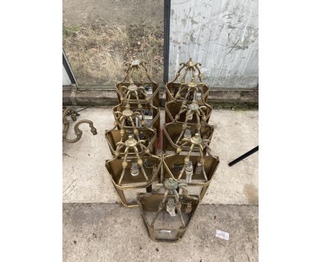 ELEVEN VINTAGE BRASS WALL LIGHT FITTING FRAMES 