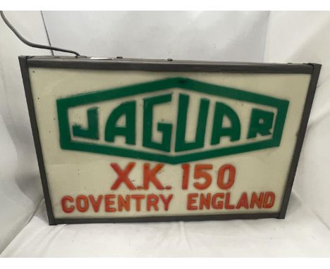 A JAGUAR X K 150 COVENTRY ENGLAND ILLUMINATED LIGHT BOX SIGN 53CM X 34CM 