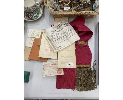 A QUANTITY OF MASONIC EPHEMERA AND A SASH 