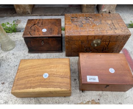 FOUR VARIOUS VINTAGE WOODEN BOXES 