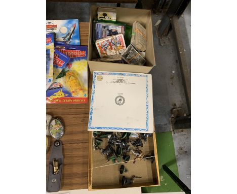 A COLLECTION OF LORD OF THE RINGS, METAL WARHAMMER  FIGURES, SENIOR SERVICE CIGARETTE CARDS, ETC 