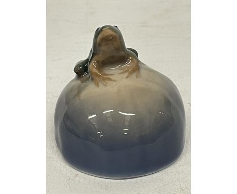 A MINIATURE ROYAL COPENHAGEN PORCELAIN FROG - MODEL NO. 507 - SCULPTOR  ERIK NIELSEN 