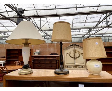 A MODERN CHINOISERIE TABLE LAMP AND TWO OTHER LAMPS 