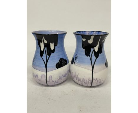 A PAIR OF BRIAN WOOD "VAL D' ISERE" VASES SIGNED A. HULSE AND K. OAKLEY 