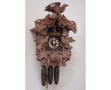 Reproduction Swiss carved wood cuckoo clock CLOCKS & BAROMETERS - as we are not a retailer, these items are sold as seen and 